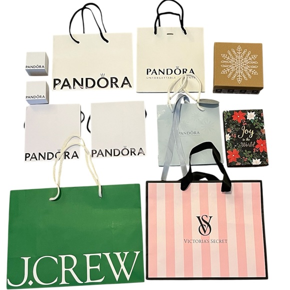 Pandora Handbags - Pandora, Victoria Secret, J Crew Shopping Bag Lot Gift Set